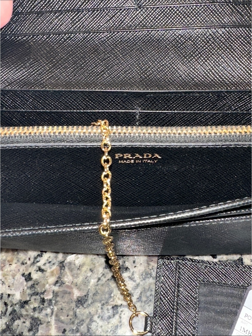 Prada Black Saffiano Bow Continental Card Holder Wallet - Picture 6 of 9